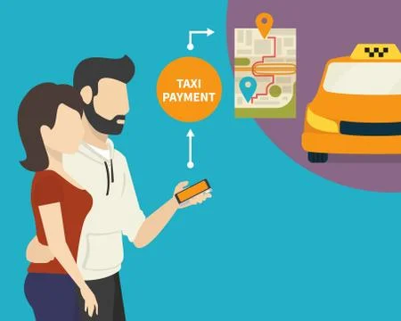 Ordering taxi Illustrazione stock