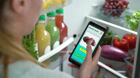 Ordering Vegetarian Health Food Online Using Smartphone App. Stock Footage 154385222