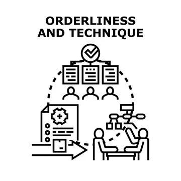 Orderliness and technique concept for business management process Stock Illustration