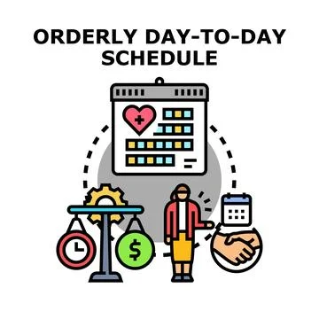 Orderly daily schedule planning balancing health time money Stock Illustration