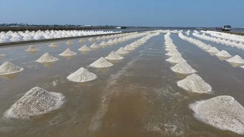 Orderly small arranged heaps of salt arranged Stock Footage 111794455