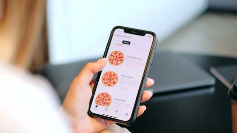 Orders food using online delivery. Stock Footage 139877240