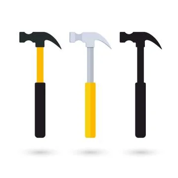 Ordinary claw hammer in three different looks. Stock Illustration
