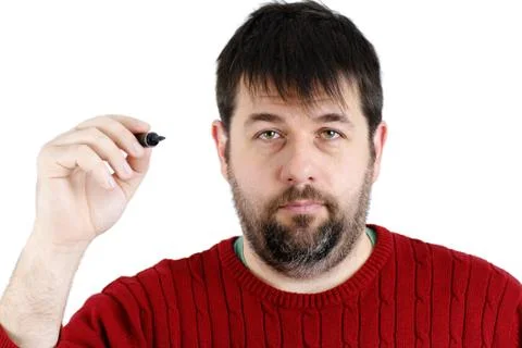Ordinary guy with pen ready Stock Photos