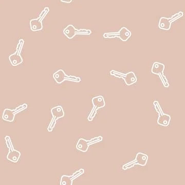 Ordinary house key line vector seamless pattern 스톡 일러스트