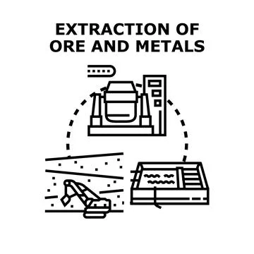 Ore and metal extraction process industry production Stock Illustration