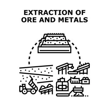 Ore and metal extraction process industry production イラスト素材