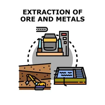 Ore and metal extraction process industry production Stock Illustration