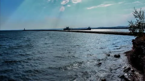 Ore boat leaving Stock Footage 22012217