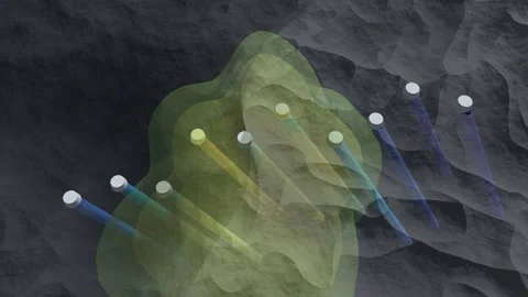 Ore Body Grade Shell Isosurface Drillhole Intercepts Rotating Mineral Resource Stock Footage 343632465