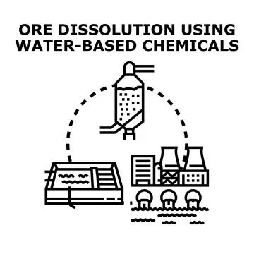 Ore dissolution using water based chemicals icon concept Stock Illustration
