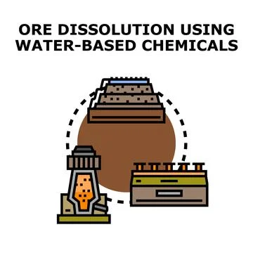 Ore dissolution using water based chemicals process concept Stock Illustration
