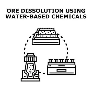 Ore dissolution using water based chemicals process concept Stock Illustration