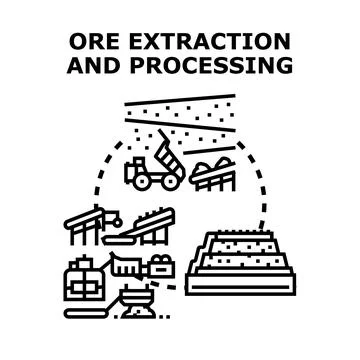 Ore extraction and mineral processing industry operations Stock Illustration