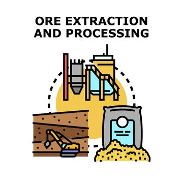 Ore extraction and mineral processing industry concept Stock Illustration