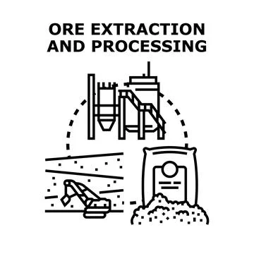 Ore extraction and mineral processing industry concept Stock Illustration