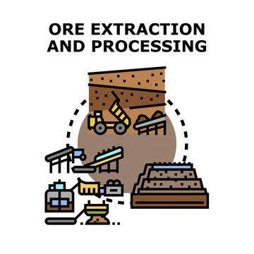 Ore extraction and mineral processing industry operations Illustrazione stock