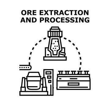 Ore extraction and processing industry producing raw materials Illustrazione stock