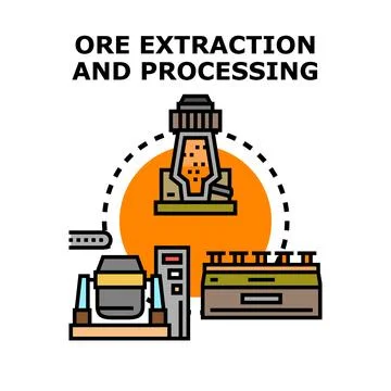 Ore extraction and processing industry producing raw materials Stock Illustration
