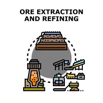 Ore extraction and refining process abstract concept Illustrazione stock