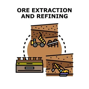Ore extraction and refining process concept illustration Illustrazione stock