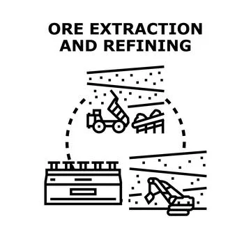 Ore extraction and refining process concept illustration Stock Illustration