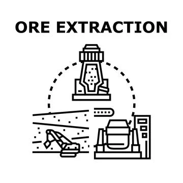 Ore extraction mining process metallurgy industry concept Stock Illustration
