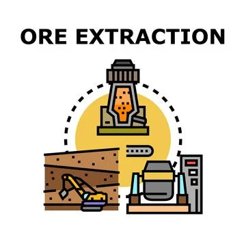Ore extraction mining process metallurgy industry concept Stock Illustration