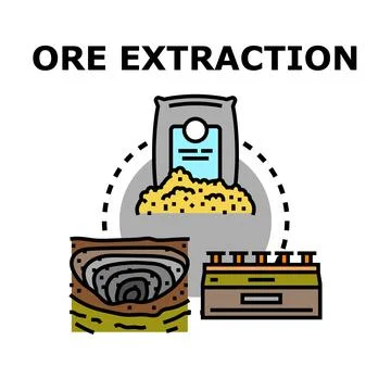 Ore extraction process concept for mining industry Stock Illustration