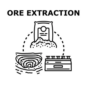 Ore extraction process concept for mining industry Stock Illustration