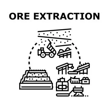 Ore extraction process illustrating industrial mining and mineral production Stock Illustration