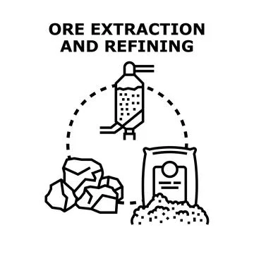 Ore extraction refining process converting raw material イラスト素材