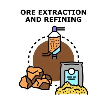 Ore extraction refining process converting raw material イラスト素材