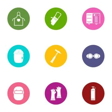 Ore icons set, flat style Ilustración de archivo