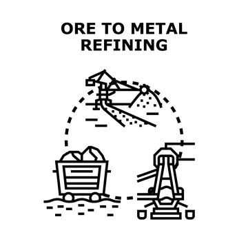 Ore to metal refining industry process concept Stock Illustration