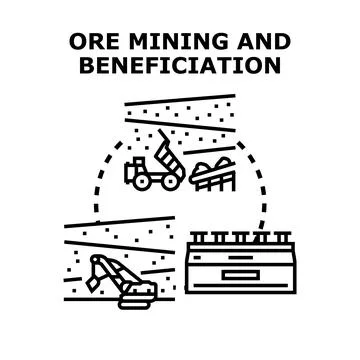 Ore mining and beneficiation process concept illustration Stock Illustration