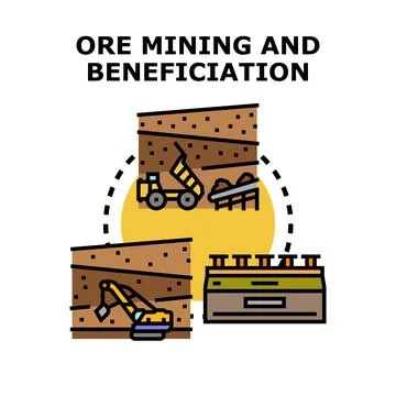 Ore mining and beneficiation process concept illustration Stock Illustration