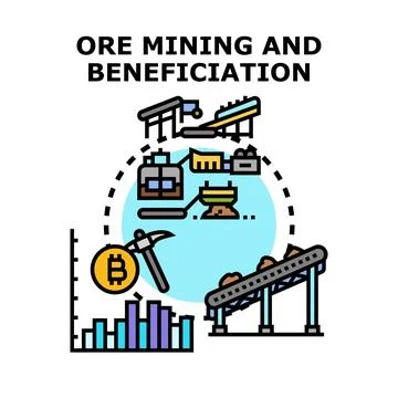 Ore mining and beneficiation process industry concept Stock Illustration