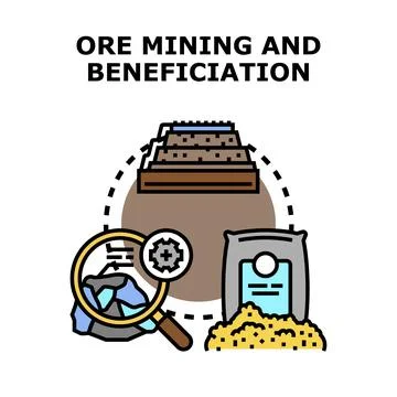 Ore mining and beneficiation process concept illustration Stock Illustration