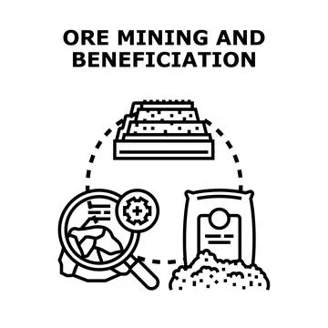 Ore mining and beneficiation process concept illustration Stock Illustration