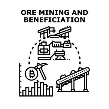 Ore mining and beneficiation process industry concept Stock Illustration