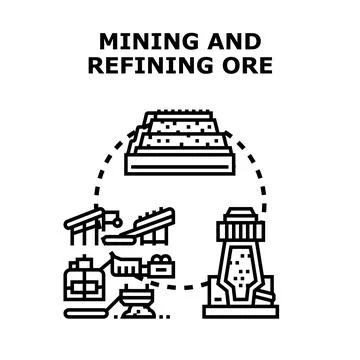 Ore mining and refining process vector illustration Stock Illustration