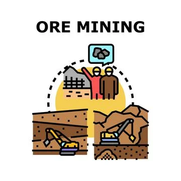 Ore mining industry extraction process concept Stock Illustration