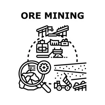 Ore mining industry workflow producing natural resources Stock Illustration