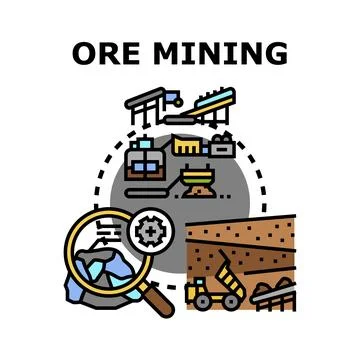 Ore mining industry workflow producing natural resources Stock Illustration