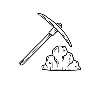 Ore mining. Pick and stone. Stock Illustration
