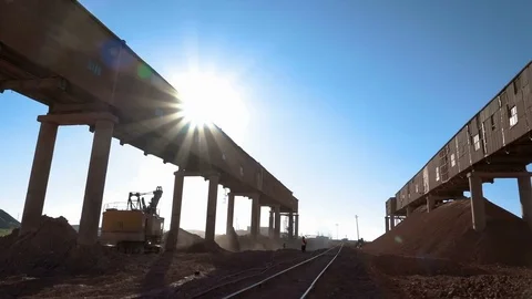 Ore preparation at a crushing and sorting factory Stock Footage 75460615