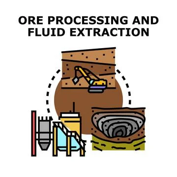 Ore processing and fluid extraction industry concept Stock Illustration