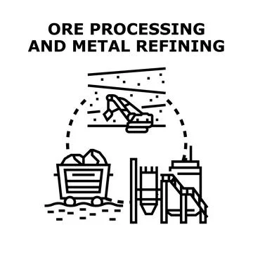 Ore processing and metal refining industry cycle Stock Illustration
