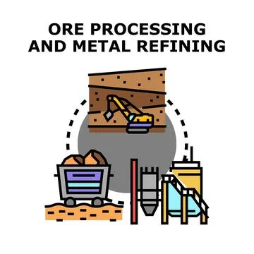 Ore processing and metal refining industry cycle Stock Illustration